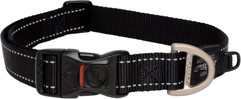 Reflective Dog Collar, Black, Adjustable for Extra Large Dogs from 17-27 inches