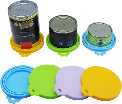 Food Can Covers 4 Pack - Universal BPA Free Silicone Lids for Dog and Cat Food, Fits Standard Size Cans