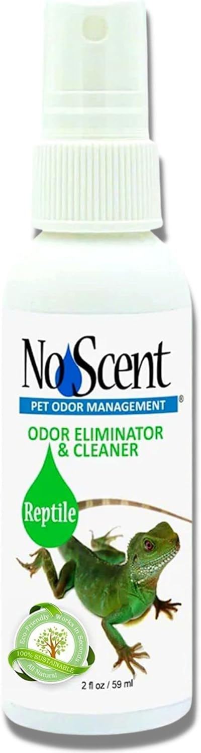 No Scent Reptile Tank Cleaner Spray & Pet Odor Management for Bearded Dragon, Turtle, Lizard (2 Fl Oz / 59 mL)