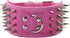 3 inches Wide Leather 4 Rows Spiked Studded Dog Collar + Leash Set for Pit Bull Terrier Mastiff (Hot Pink, XL)