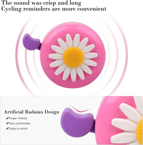 U-LIAN Kids Streamers and Bike Bell for Girls, 1 Pack Flower Bicycle Bell with 2 Pack Handlebar Streamers