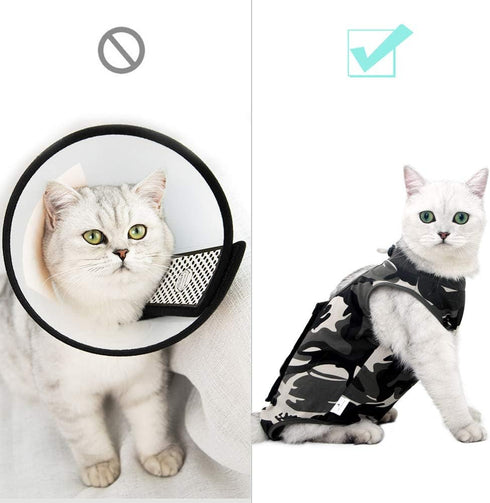 DOTON Cat Recovery Suit for Male and Female, Surgical Post Surgery Soft Cone Onesie Shirt for Neuter Licking