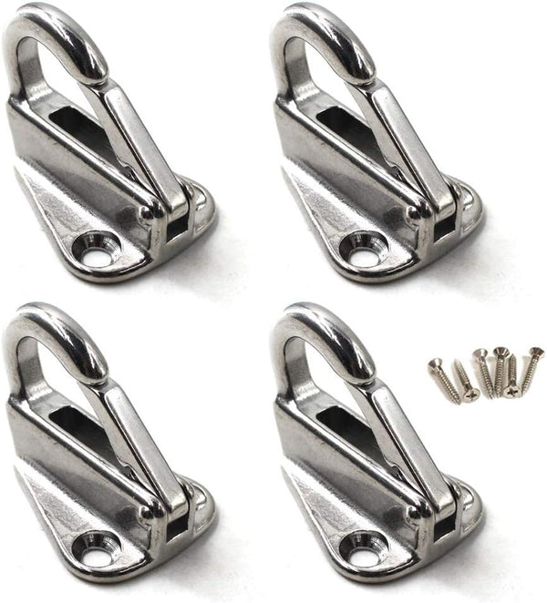 Flomore Fender Hook, Marine Grade 316 Stainless Steel Spring Snap Hook, Pack of 4 Boat Ship Hardware