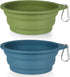 SLSON 2Pack Collapsible Dog Bowl - Integrated Molding Travel Bowl, No Plastic Rim, 600ML (Navy Blue + Dark Green)