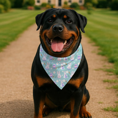 YJIKRTVT Easter Dog Bandana, Cute Bunny & Egg Triangle Pet Scarf, Spring Holiday Puppy Bib with Carrot and Flower