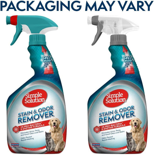 Simple Solution Pet Stain and Odor Remover | Enzymatic Cleaner with 2X Pro-Bacteria Cleaning Power, 32 Ounces