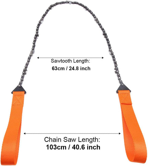 Portable Handheld Survival Chain Saw, 24.8inch High Reach Rope Chain Saw with Storage Bag for Camping