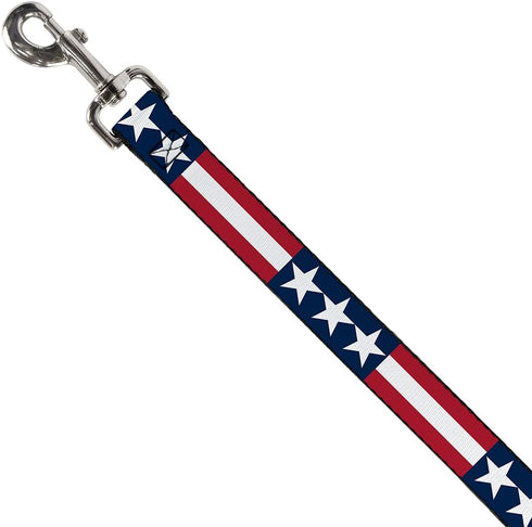 Dog Leash Stars Stripes, Blue White Red, 4 Feet Long, 1.5 Inch Wide