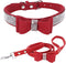 Rhinestone Bowtie Dog Collar for Girls Boys, Cute Dazzling Soft Suede Leather Bling Cat Collars for Small Medium Large