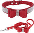 Rhinestone Bowtie Dog Collar for Girls Boys, Cute Dazzling Soft Suede Leather Bling Cat Collars for Small Medium Large