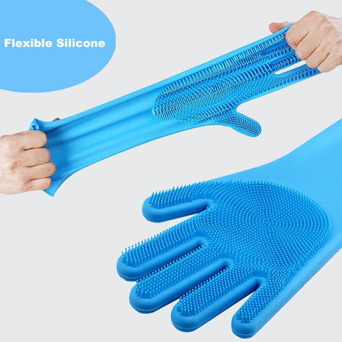 Pet Washing Gloves - Gentle Silicone Dog Bath Shampoo Shower Brush Grooming Mitts, Waterproof, Massaging Rubber Scrubber