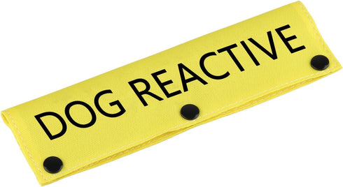 Funny Dog Leash Sleeve, Dog Reactive Wrap Alert Hanging ID Patch Tag, Pet Birthday Gift (Dog Reactive-YE Sleeve)