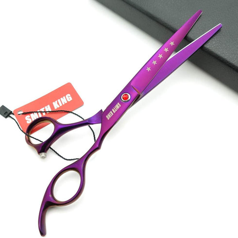 7.0in Professional Pet Grooming Scissors Set, 4pcs Straight & Thinning & Curved Scissors for Dog Grooming (Violet)