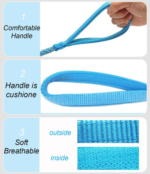 Rope Dog Leash - 2/3/4/6/10 Foot Reflective Heavy Duty Nylon Braided Training Leash for Large Medium Small Dogs (Sky