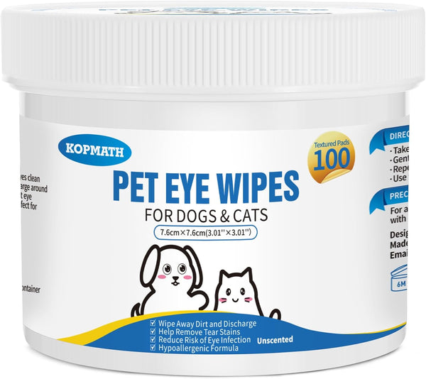 Dog Eye Wipes, Tear Stain Remover for Dogs, 100 Ct, Mild Ingredient, Texturized Pet Eye Cleaner Pad