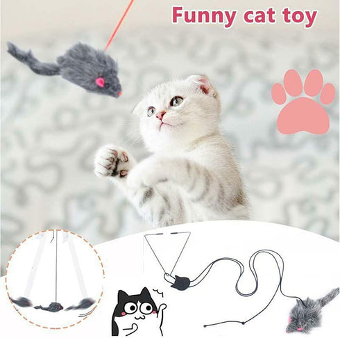 YUGYUJ Cat Toy Rope Mouse, Hanging Retractable Cat Catching Toy, Interactive Plush Mice for Cats