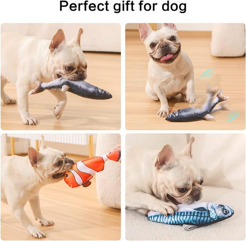 Electric Moving Dog Fish Toy - 2 Pack with Updated Motor - Realistic Flopping Fish Oxford Cloth Interactive Pet Toys