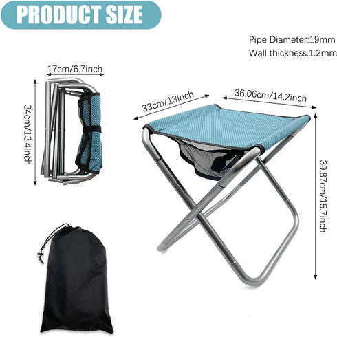 BJSSBJH 16 Inch Folding Camping Stool, Tall Portable Folding Stool Aluminum Alloy Lightweight Stool Seat Red Foldable