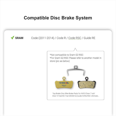 TOP BRAKE Disc Bike Brake Pads, Compatible with SRAM Code R RE RSC, MTB/eMTB/Downhill/Trail/Cycling