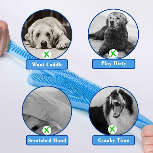 Pet Grooming Gloves Pet Hair Remover, Silicone Heat Resistant Cleaning Gloves with High-Density Teeth for Dogs
