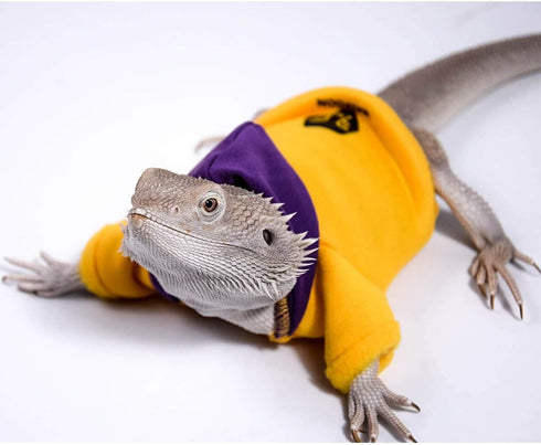 WATFOON Bearded Dragon Clothes Tank Accessories Costume Handmade Warm Coat Jacket for Small Animals (Purple/Yellow)