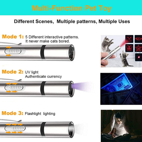 7 IVVTRYI Laser Pointer Cat Toys for Indoor, Rechargeable, Adjustable Wand Red Light Pet Interactive Cat Mouse Toys