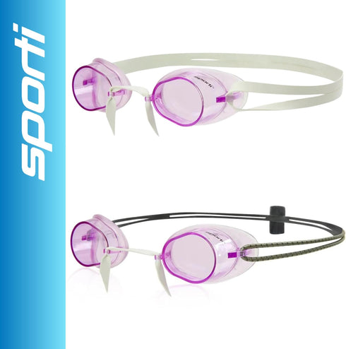 Sporti Unisex Adult Swedish Swimming Goggles, Antifog Swim Goggles for Men & Women, UV Protection, Bungee Strap