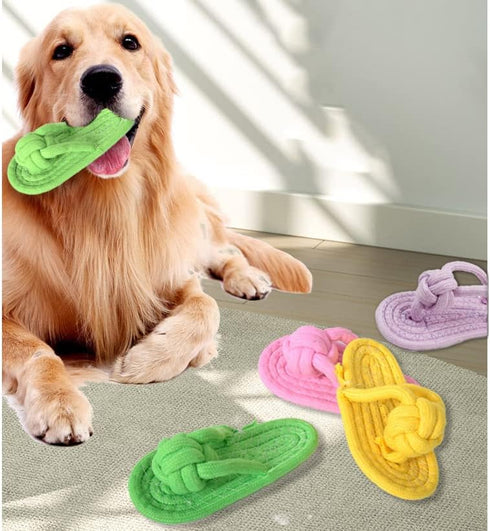 Dog Chew Rope Toy 2Pack, Funny Decoy Toy, Natural Cotton Rope Slipper Interactive Pet Chewing Toys