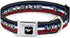 Dog Collar Seatbelt Buckle Mustang Text Tri Bar Stripe 1.5 Inch Wide, 13 to 18 Inches