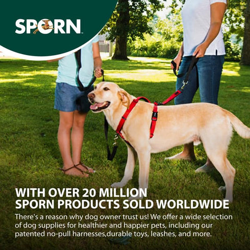 Sporn Medium Dog Harness, Black, Nylon with 4 Control Options & Easy-Grab Handle for Dogs up to 75 lbs