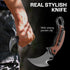 Pocket Karambit Knife with Wood Handle Clip, 440C Steel Sharp Raptor Claw Blade for Camping EDC