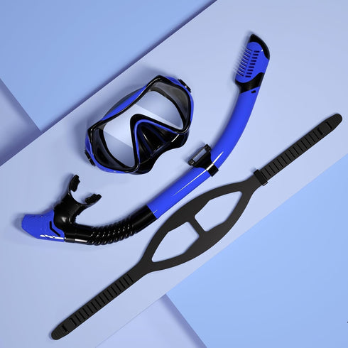 JRing Set 180 Swimming, Snorkeling Gear for Adults, Snorkel Mask with Degree Tempered Glass Anti Fog Goggles Scuba Dry