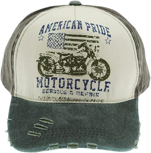 Vintage Baseball Cap 100% Cotton Washed Denim Trucker Cap Motorcycle Print Pattern Outdoor Sun Hat for Man Women
