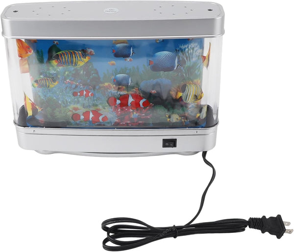 AUNMAS Artificial Fish Tank with LED Light Color Changing, Desktop Aquarium Decor