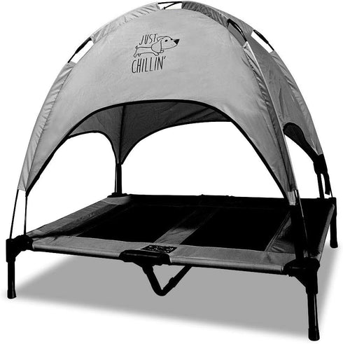 Floppy Dawg Just Chillin' Elevated Dog Bed, Cool Cot with Removable Canopy Shade, Lightweight & Portable, Indoor/Outdoor