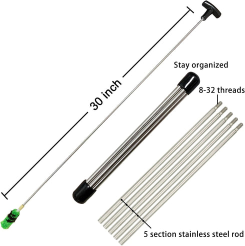 Shotgun Cleaning Kit 12 Gauge, 30 Inch Stainless Steel Cleaning Rod with Adaptor, Double the Consumables