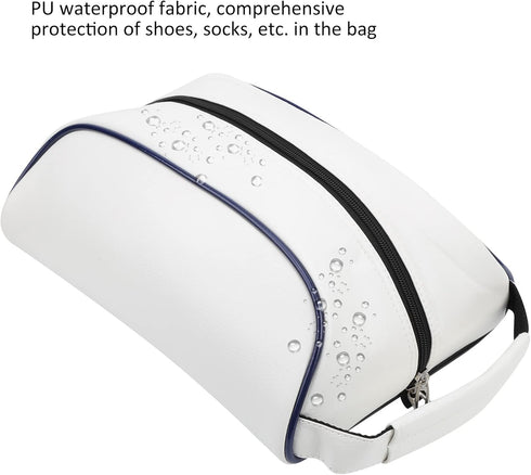 Qiilu White PU Leather Shoe Bag, Dustproof Storage Carrier Bag for Home Travel