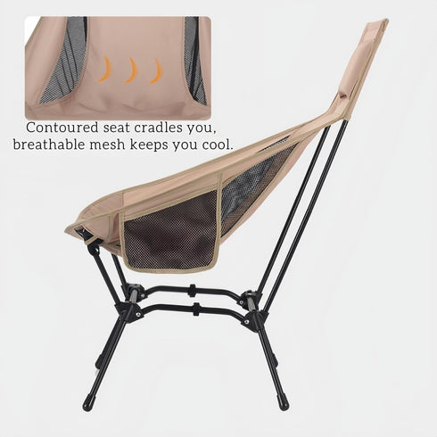 Eugelrom High Back Reclining Camping Chair for Adults Oversized Portable Folding Chair with Head Support & Widened