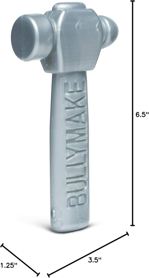 Hammer BULLYMAKE Silver Tough Chew Toy for Dogs, Durable Nylon Dog Toys for Aggressive Chewers, Dental Stimulating