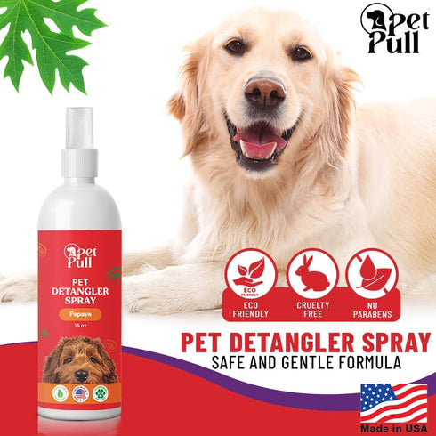 Detangler Spray - Dog Grooming Puppy Detangler Spray for Knots, Mats, and Tangles - Papaya Scent - Made in The USA (16