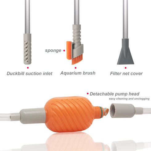 Compact Aquarium Siphon Vacuum and Water Changer Kit with Cleaning Brush for Small Fish Tanks