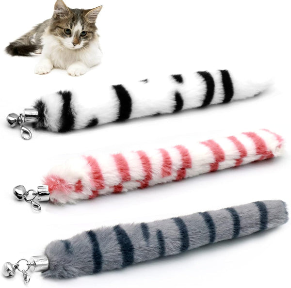LASOCUHOO Cat Worm Toys, 3 Packs Interactive Cat Wand Replacement, Wand Refill Attachments for Indoor Cats