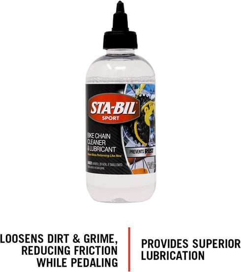 STA-BIL SPORT Bike Chain Cleaner & Lubricant - Prevents Rust on Chains, Cables, and Derailleurs, Premium Lubricant, 8oz