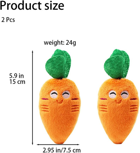 Sndperiexam 2 Pcs Soft Puppy Pet Supplies, Cute Orange Carrot Plush Chew Squeaker Sound Squeaky Toys for Dog Cat