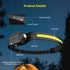 Lepro LED Headlamp Rechargeable - Super Bright Head Lamp with Motion Sensor, 230° Wide Beam & Adjustable Spotlight