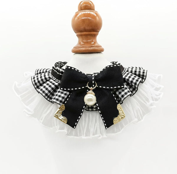 Elegant Lace Cat Collar, Adjustable Pet Bow Tie Bib for Small Dogs