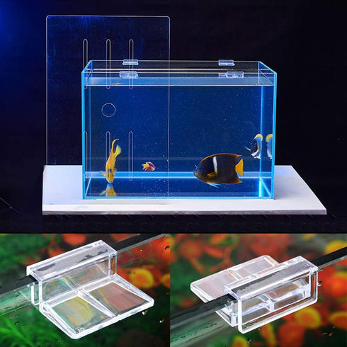 OIIKI 6 PCS Clear Acrylic Aquarium Glass Cover Clip, Support Holder for Fish Tank Lid Clamps