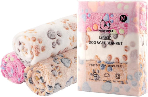 3 Pack Cat and Dog Blanket Soft & Warm Fleece Flannel Pet Blanket, Great Pet Throw for Puppy, Small Medium Large Dog