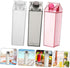 Sewroro 3pcs 500ml Reusable Milk Carton Bottles with Lids, Pink Black Plastic Square Milk Storage Containers, Leakproof