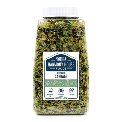 Harmony House Foods Dehydrated Cabbage Flakes - Air Dried Vegetables for Soup